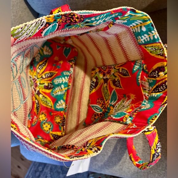 🏝️VERA BRADLEY STRAW BEACH SHOULDER TOTE BAG COASTAL PARADISE NATURAL🏝️ NWOT - Picture 6 of 8